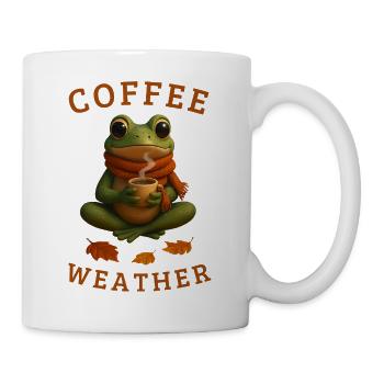 Herbstfrosch Frosch mit Kaffee Herbst Geschenkidee - Tasse - Weiß - Rechts