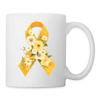 Ruban jaune pour l’endométriose avec motif de fleurs - Mug blanc - blanc - Droite
