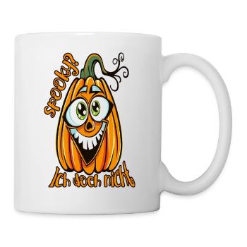 Spooky? Ich doch nicht – Lustiger Kürbis - Tasse - Weiß - Rechts