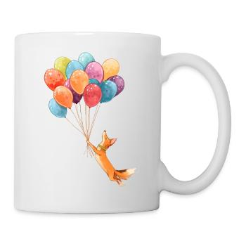 Renard volant avec des ballons colorés - Mug blanc - blanc - Droite