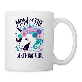 Mom of the Birthday Girl Floral Horse - Mug - white - Right