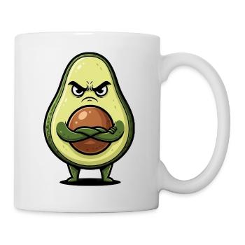 Cute grim avocado cartoon with arms - Mug - white - Right