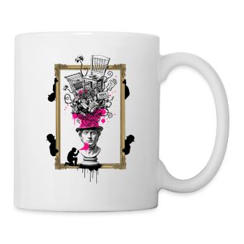Surreales Einkaufswagen-Porträt im Bilderrahmen - Tasse - Weiß - Rechts