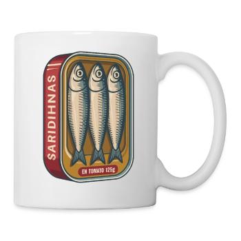 Retro sardines tin with tomatoes - Mug - white - Right