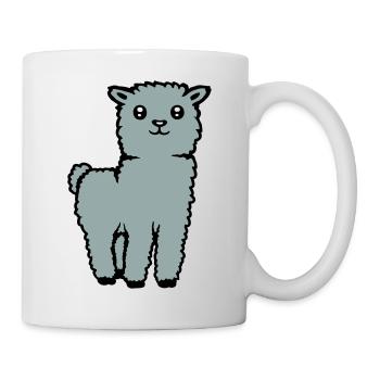 Cute Alpaca Llama Animal Soft Fluffy Comic - Mug - white - Right