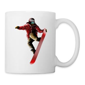 Roter Snowboarder Sprung - Tasse - Weiß - Rechts