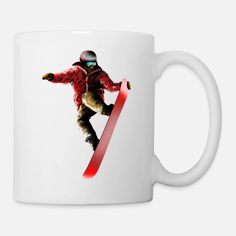 Roter Snowboarder Sprung - Tasse - Weiß
