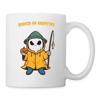 Fisher Boo – Cute Halloween Ghost Sticker with Pum - Tasse - Weiß - Rechts