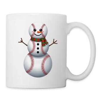 Cartoon Baseball Schneemann - Tasse - Weiß - Rechts