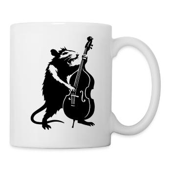 Bär mit Cello Monochrom - Tasse - Weiß - Rechts