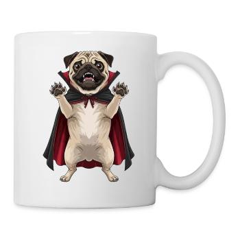 Mignon Halloween Vampire Chien Carlin Dessin animé Monstre - Mug blanc - blanc - Droite
