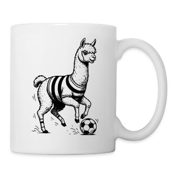 Lustige Fußball Alpaka Kunst - Tasse - Weiß - Rechts