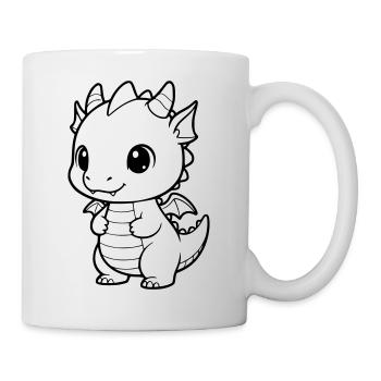 Süßer Baby-Drache | Kawaii & Knuddelig Vektor - Tasse - Weiß - Rechts