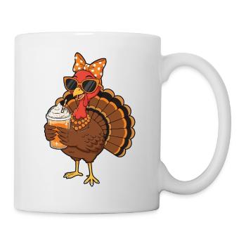 Amateur de café de dinde Drôle d’ambiance de Thanksgiving - Mug blanc - blanc - Droite