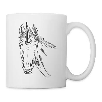 Unicorn Sketch Line Art Design Minimalist Fantasy - Mug - white - Right