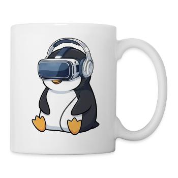 Süßer Pinguin Gamer Cartoon Zocker VR Spielen - Tasse - Weiß - Rechts