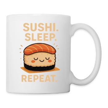 Sushi Sleep Repeat – Lustiges Kawaii Design - Tasse - Weiß - Rechts