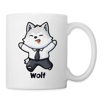 Personnage de dessin animé de loup de bureau mignon - Mug blanc - blanc - Droite