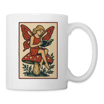 Fairy Reading on Red Mushroom - Mug - white - Right