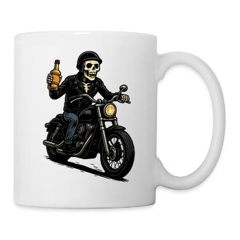Skelett-Biker mit Flasche - Tasse - Weiß - Rechts