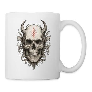 Crimson Rune Horned Skull - Mug - white - Right