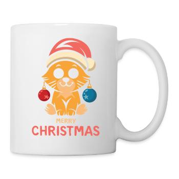 Weihnachtskatze Merry Christmas - Tasse - Weiß - Rechts
