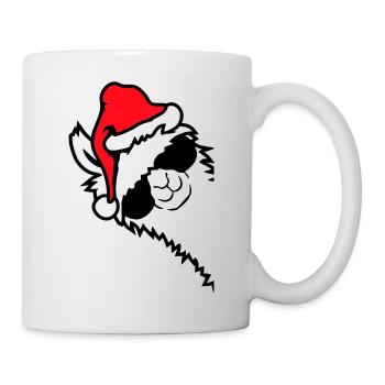 Lama Cool Sonnenbrille Weihnachtsmütze Seitlich - Tasse - Weiß - Rechts