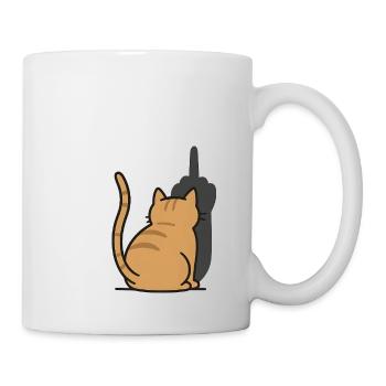 Erkenne die Zeichen Katze Mittelfinger - Tasse - Weiß - Rechts
