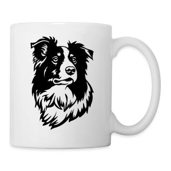 Tête de Border Collie - Mug blanc - blanc - Droite
