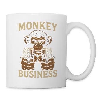 Affe mit Monkey Business Gun - Tasse - Weiß - Rechts