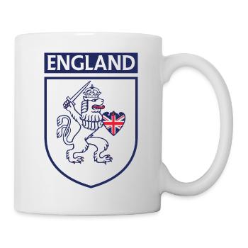 England Heraldisches Löwenschild Design - Tasse - Weiß - Rechts