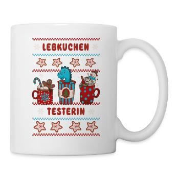 Lebkuchen Testerin - Weihnachten mit Dino - Tasse - Weiß - Rechts
