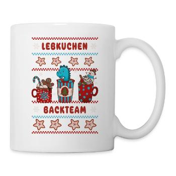 Weihnachtsbäckerei "Lebkuchen Backteam" Dino - Tasse - Weiß - Rechts