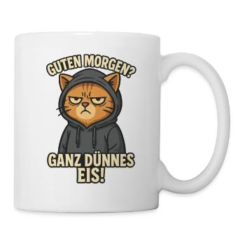 Bonjour? Glace très mince ! Chat - Mug blanc - blanc - Droite