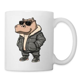 Nilpferd Cool Winter - Tasse - Weiß - Rechts