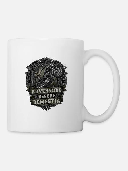 Aventure Avant Démence Motard Drôle - Mug blanc - blanc
