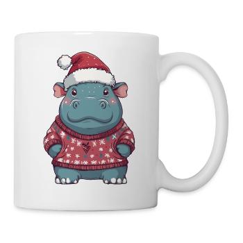 Nilpferd Weihnachten - Tasse - Weiß - Rechts