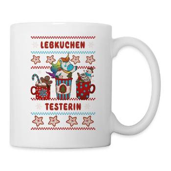 Lebkuchen Testerin mit Einhorn Weihnachten - Tasse - Weiß - Rechts