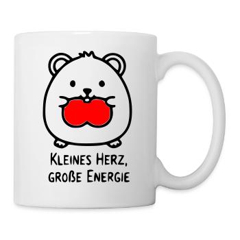 Hamster Spruch | Kleines Herz, große Energie - Tasse - Weiß - Rechts