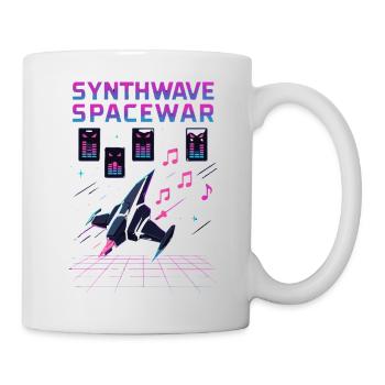 SYNTHWAVE SPACEWAR Retro Neon 80s Spaceship - Mug - white - Right