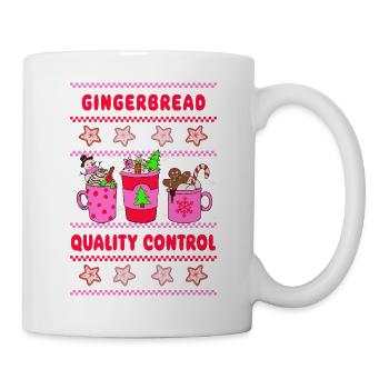Gingerbread Quality Control - neon pink - Mug - white - Right