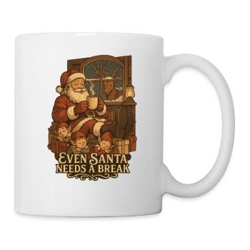 Weihnachtsmann Pause am Kamin - Tasse - Weiß - Rechts