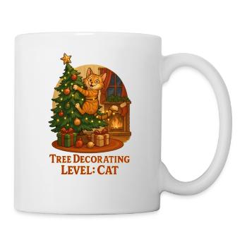 Le chat décore le sapin de Noël - Mug blanc - blanc - Droite