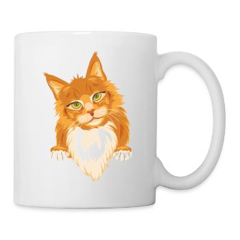 Schüchterne süße rothaarige Katze - Tasse - Weiß - Rechts