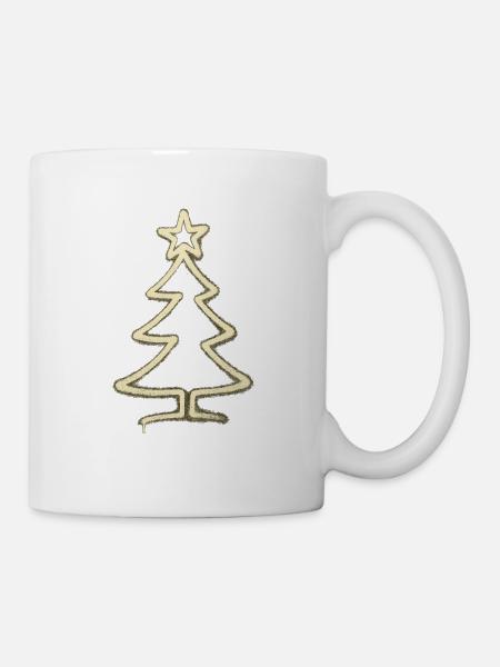 Urban Christmas Tree – One Line Art Weihnachts Des - Tasse - Weiß