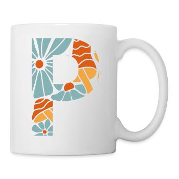 Letter p groovy flowers gift idea - Mug - white - Right