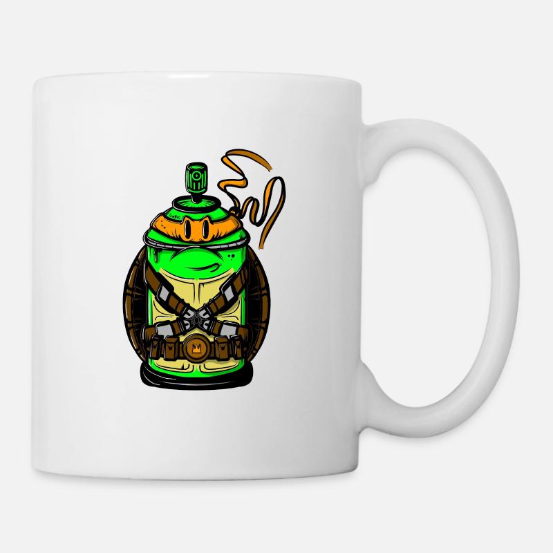 Neon Grün Spraygrenade Outfit - Tasse - Weiß