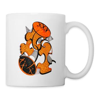 Orangene Abstrakte Formkunst - Tasse - Weiß - Rechts