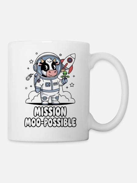 Mission Moo-possible Space Cow Design - Tasse - Weiß