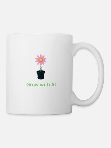 KI-Blume im Topf - Tasse - Weiß